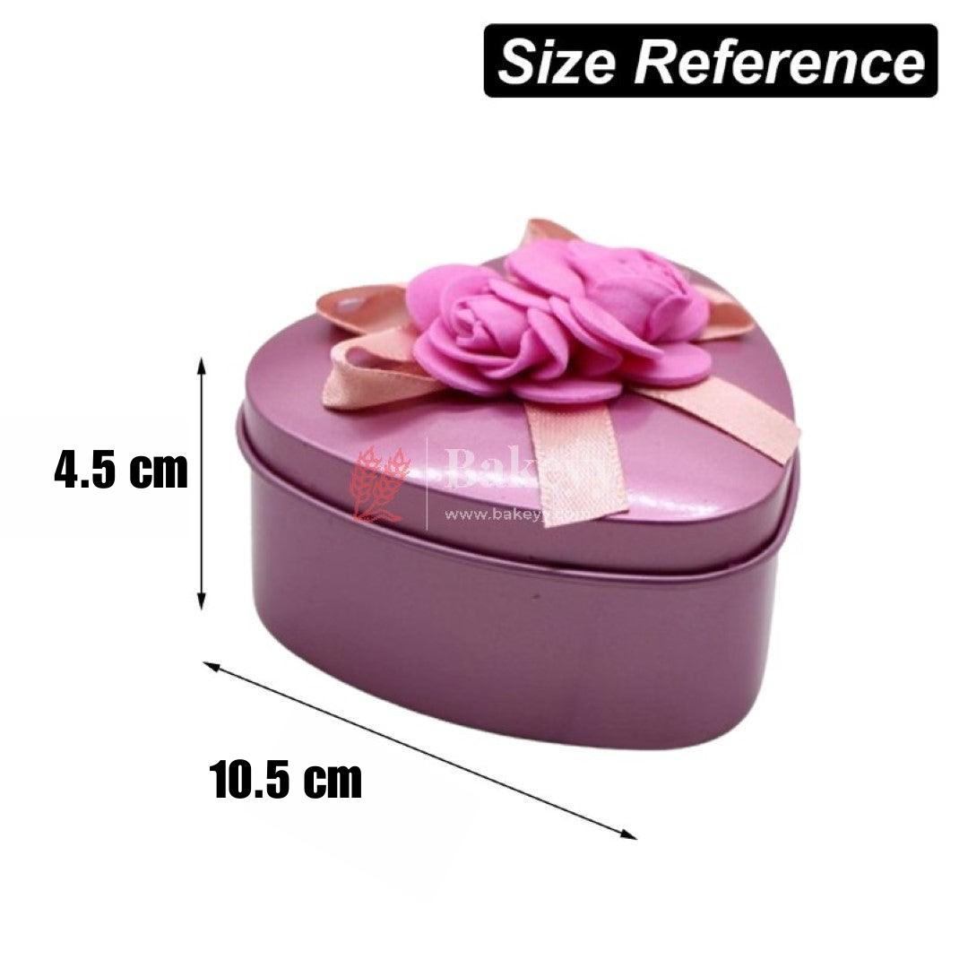 Large | 10.5x10.5x4.5 cm| Pink Heart Empty Decorative Tin Box | Gift Box | Chocolate Box | Sweet Box | Jewellery Box | Luxury Box | Pack Of 6