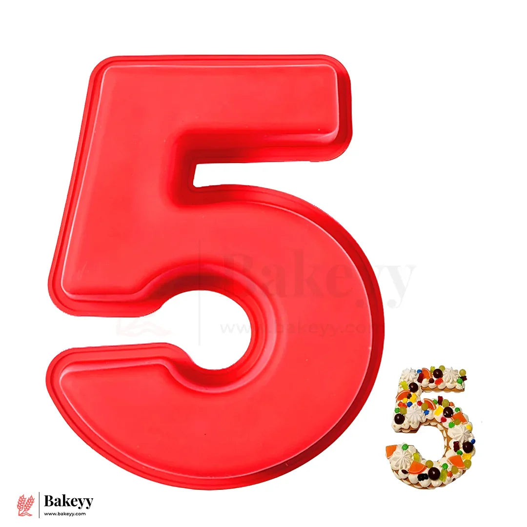 Silicone Number 5 Cake Mold – Non-Stick, Heat Resistant, Multipurpose Baking Mould  (Pack Of 1)
