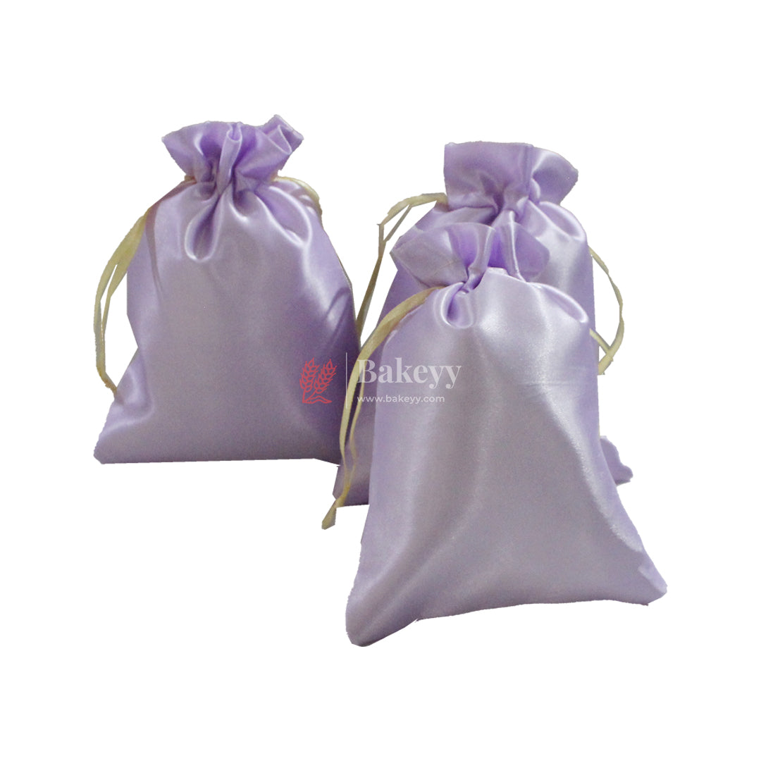 10x14 cm | Satin Potli Bags| Purple Colour | Elegant Drawstring Pouches| for Gifting and Storage|