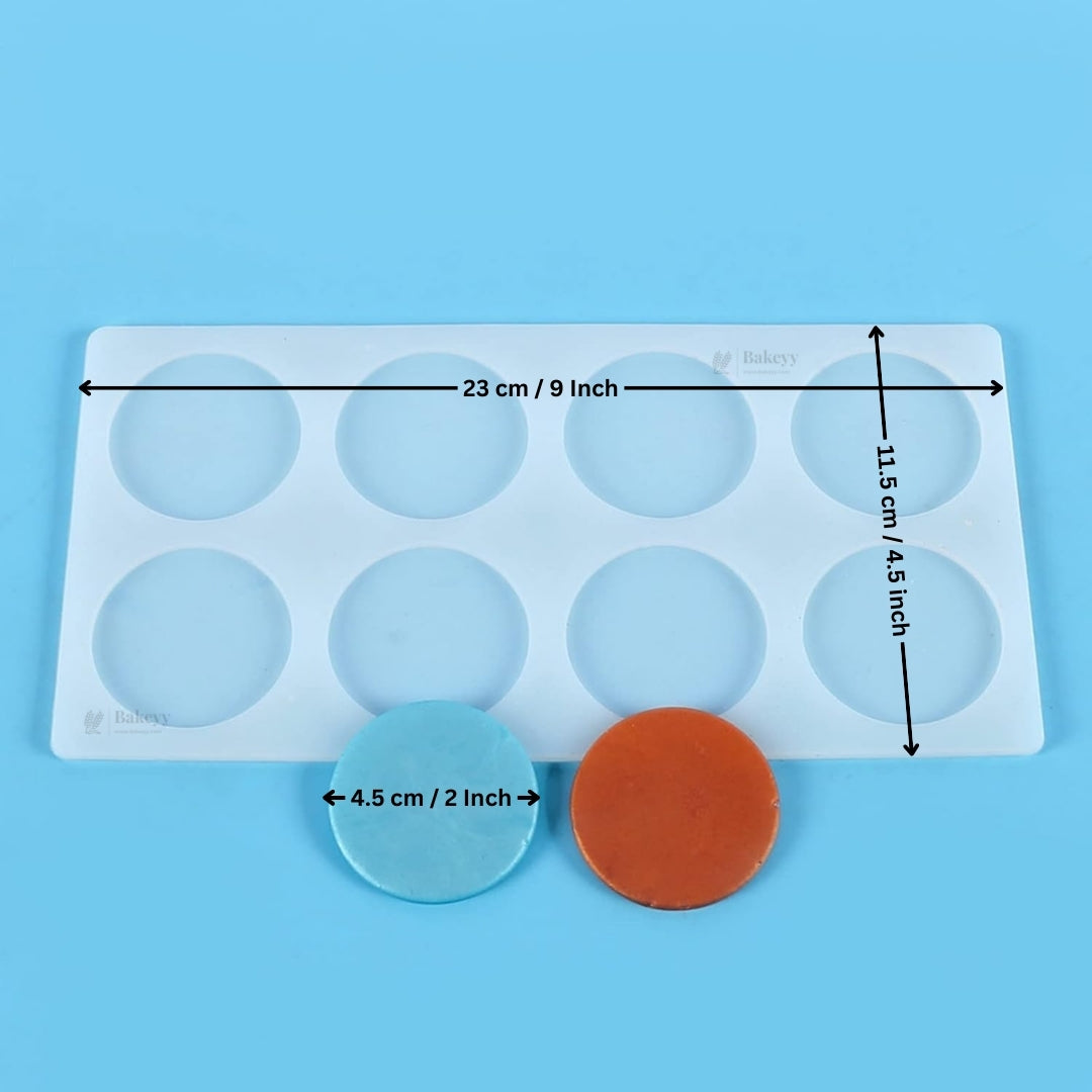 8 Cavity Round Disc Silicone Mould | Multi Cavity Design for Chocolates & Desserts | Pack of 1 