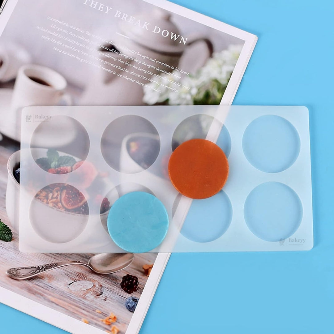 8 Cavity Round Disc Silicone Mould | Multi Cavity Design for Chocolates & Desserts | Pack of 1 