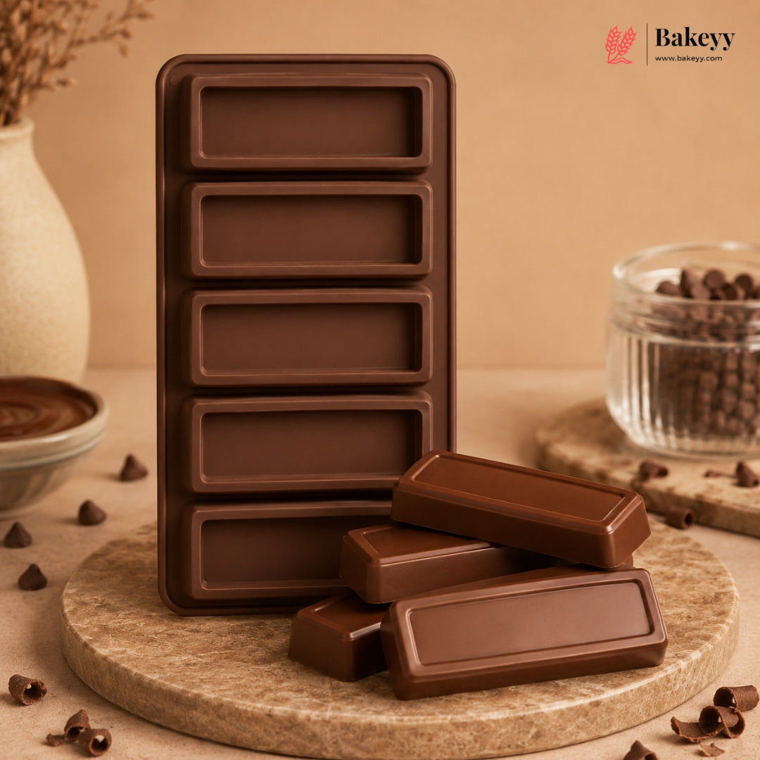 5 Cavity Rectangle Silicone Chocolate Bar Mould for Homemade Chocolate Bars | Pack of 1