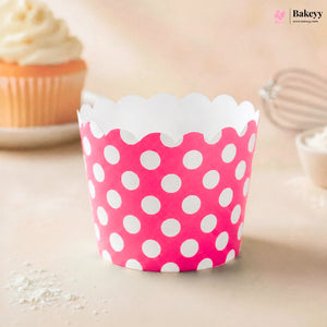 5 Cm | Polka Dot Scalloped Paper Cupcake Liner | Decorative Muffin Baking Cup | Pack of 50