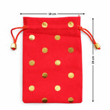 Premium Velvet Polka Dot Potli Bags for Elegant Gifting & Packing l Pack of 10 - Bakeyy.com - India - Premium Velvet Polka Dot Potli Bags for Elegant Gifting & Packing l Pack of 10 - Red / 18x24 370.00