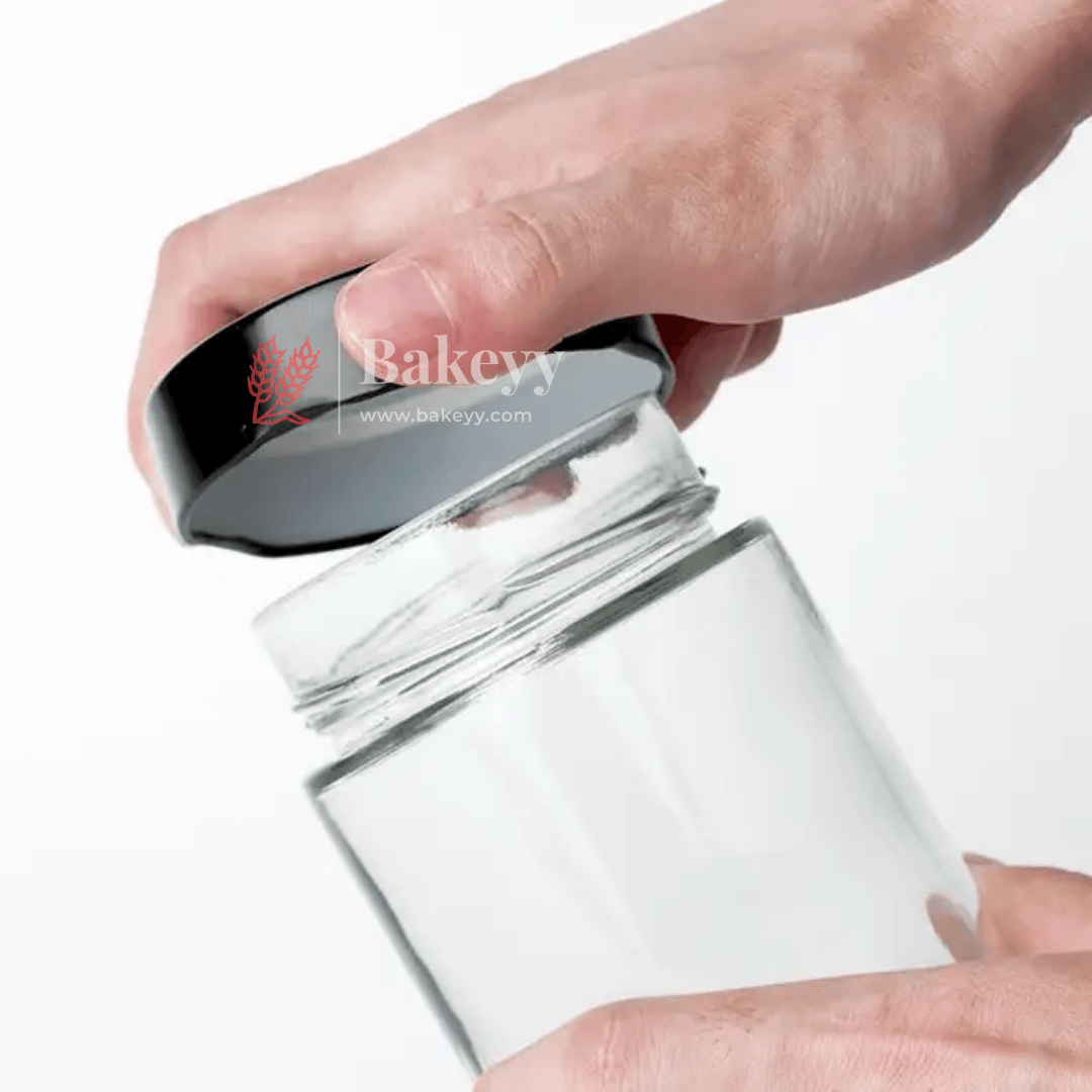 Transparent Storage Jar with Black Lid | Cookie Jar | Pack of 10 | Airtight and Reusable | Multi Purpose Jar | - Bakeyy.com - India - Transparent Storage Jar with Black Lid | Cookie Jar | Pack of 10 | Airtight and Reusable | Multi Purpose Jar | - 500ml x11x8