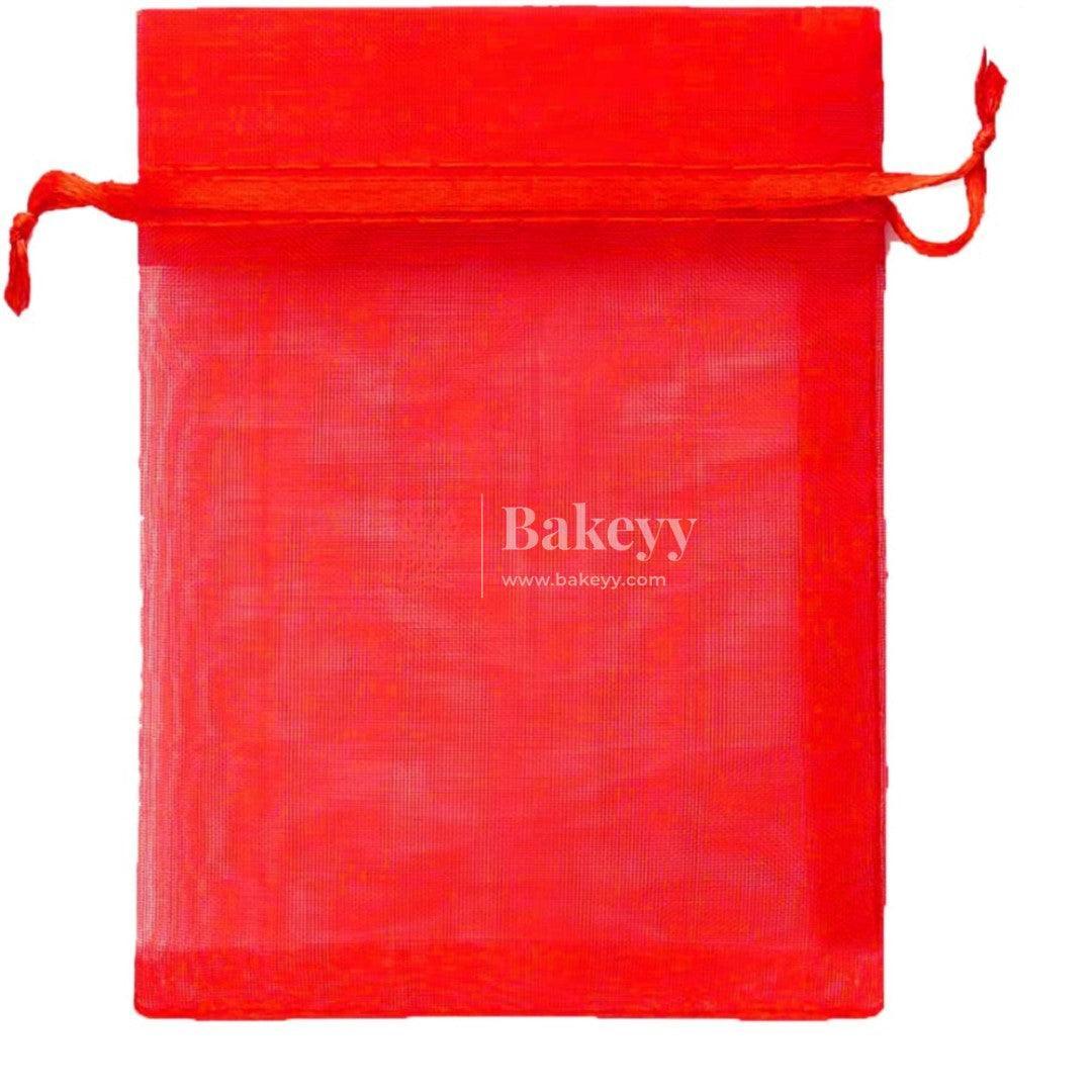 22x31 cm | Organza Potli Bags | Red Colour | Candy Bag | - Bakeyy.com - India - 22x31 cm | Organza Potli Bags | Red Colour | Candy Bag | - Pack Of 50 / 22x31 cm / 9x12 inch / Red