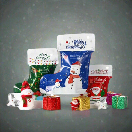 Christmas Fancy Ziplock Stocking Gift Bags – Pack of 50: Perfect for Holiday Gifting - Bakeyy.com - India - Christmas Fancy Ziplock Stocking Gift Bags – Pack of 50: Perfect for Holiday Gifting - Small