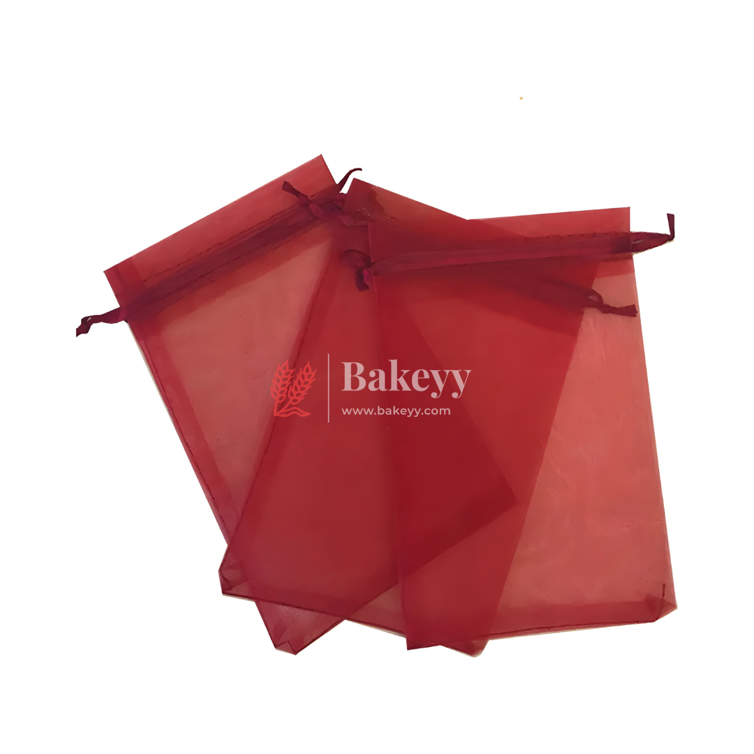 10x14 CM | Organza Potli Bags | Rose Red Colour |100 g | Candy Bag | Pack of 100|