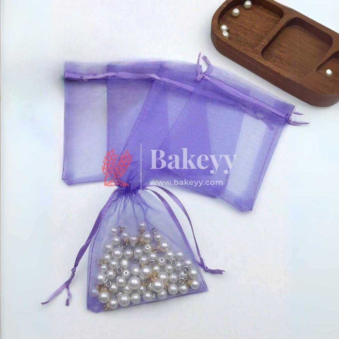 8x10 CM | Organza Potli Bags | Light Purple Colour | Candy Bag | - Bakeyy.com - India - 8x10 CM | Organza Potli Bags | Light Purple Colour | Candy Bag | - Pack Of 100 / 8x10 cm / 3x4 inch / Purple