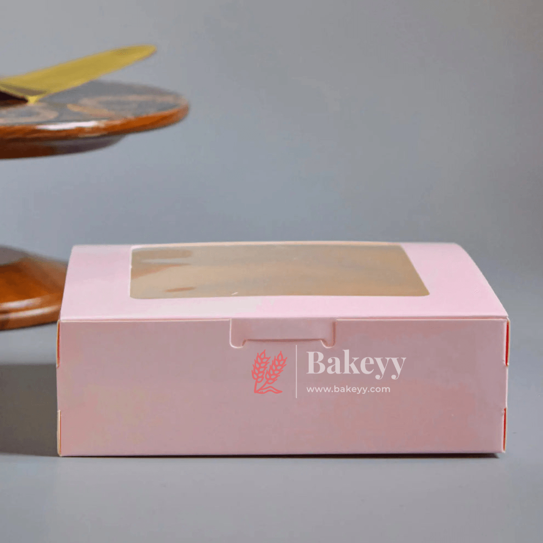 4 Brownie Box | Pink Color | With Window - Bakeyy.com - India - {{ variant.name }}