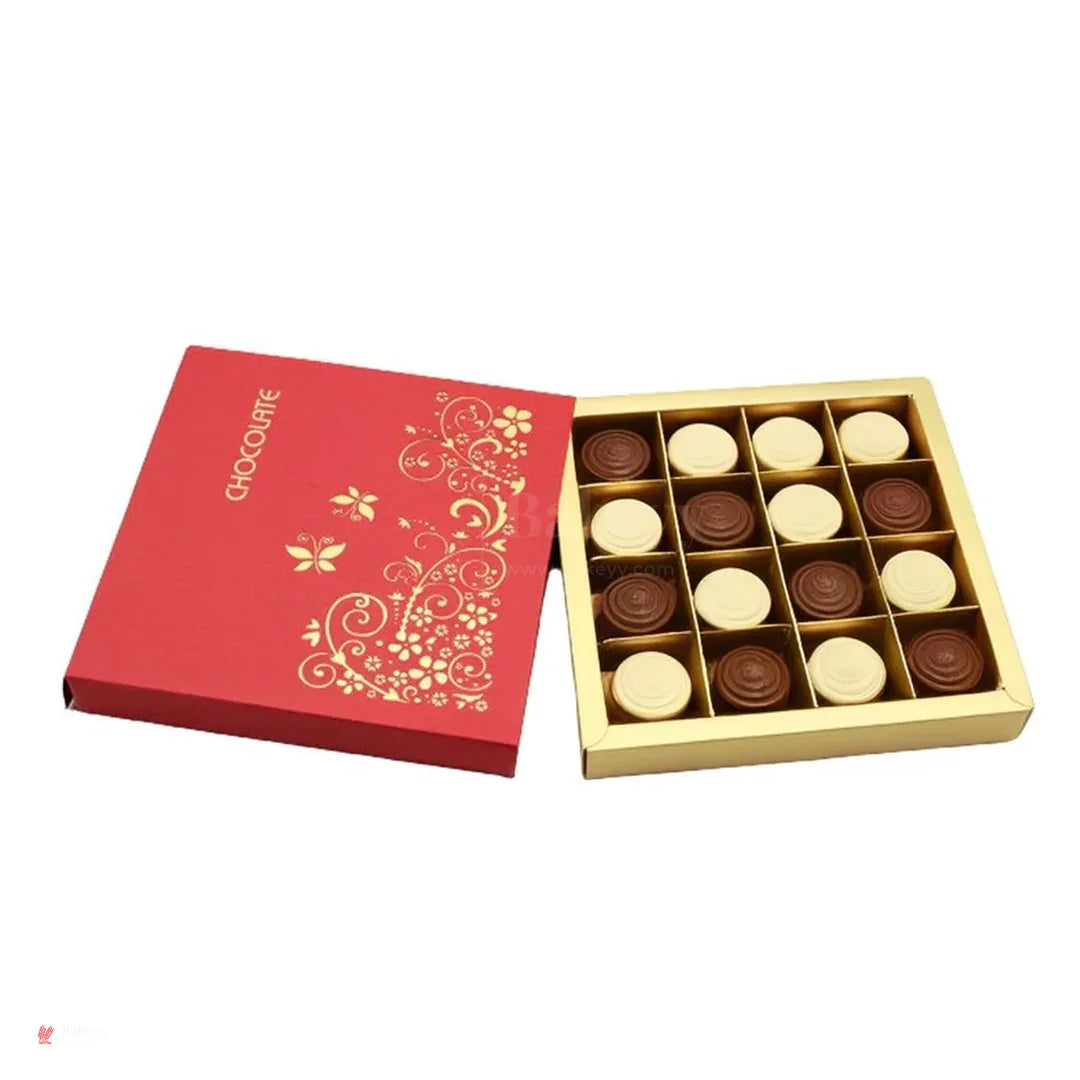 16 Cavity Hard Chocolate Box | Red Colour
