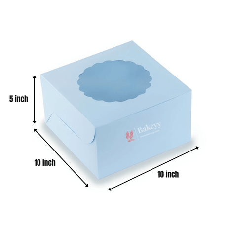 10x10x5 inch Blue Cake Box With Window | Birthday Cake boxes | Pack Of 25 | - Bakeyy.com - India - 10x10x5 inch Blue Cake Box With Window | Birthday Cake boxes | Pack Of 25 | - Default Title