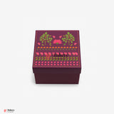 8x8x4 Inch | Medium Floral Printed Premium Square Gift Box – Purple | Reusable Rigid Hamper Packaging  | Pack Of 1