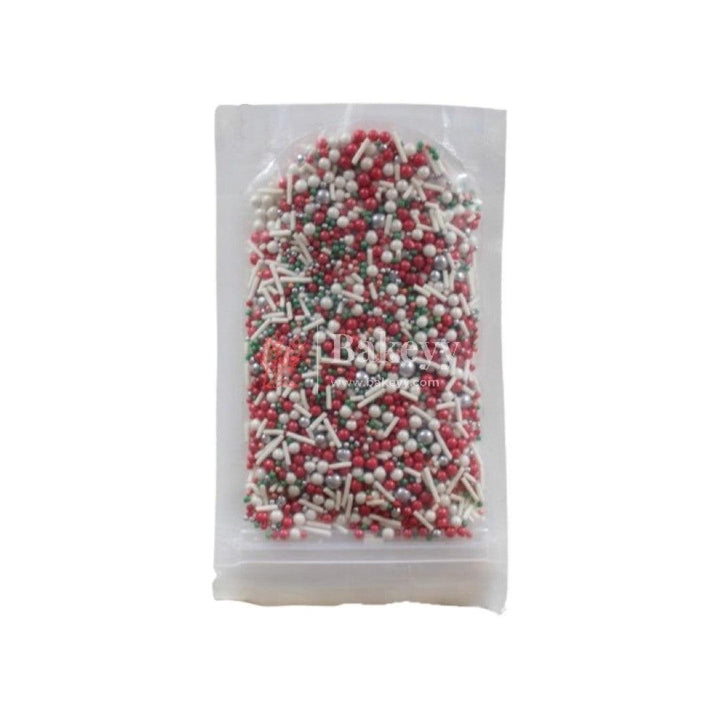 Red, White & Green Color Mixed Design Sprinklers | 100g - Bakeyy.com
