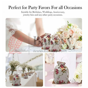 15X19cm| Floral Rose Jute Drawstring Bag| Jute Potli Bags| Gift Bags, Jewellery Pouches| DIY Craft Potli| Pack of 10 - Bakeyy.com - India - 15X19cm| Floral Rose Jute Drawstring Bag| Jute Potli Bags| Gift Bags, Jewellery Pouches| DIY Craft Potli| Pack of 10 - Default Title