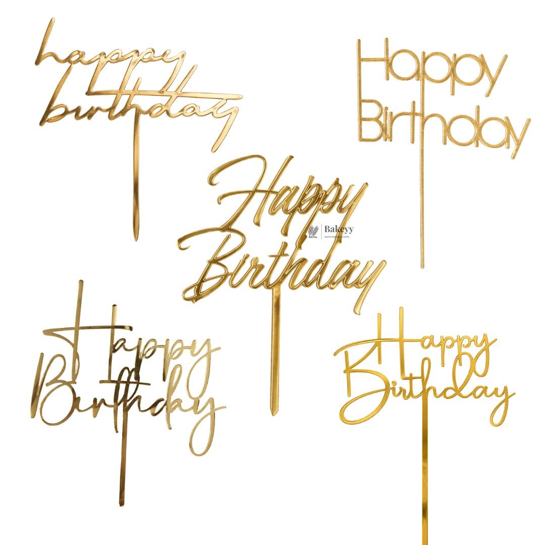 5 Inch Acrylic Cake Topper | Decorative Cake Topper for Celebrations | Assorted designs | Set 1 | Pack of 5