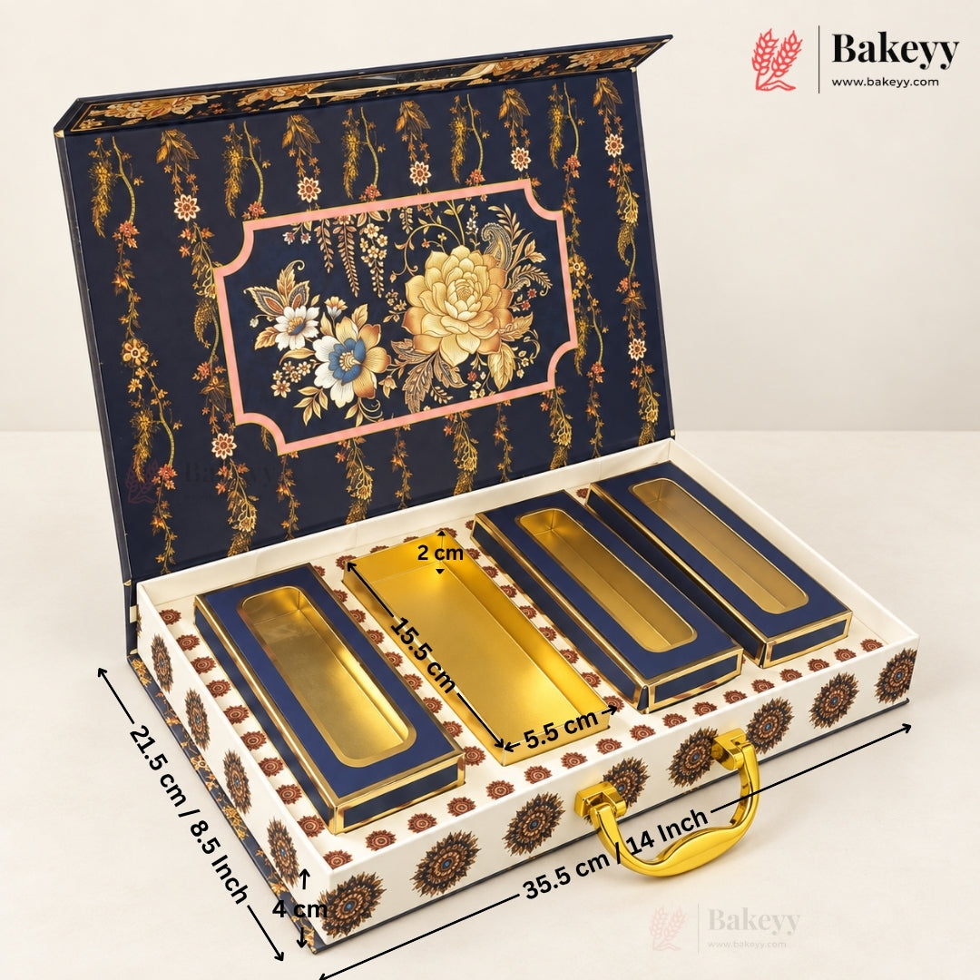 4 Cavity | Chocolate Box Gift Hamper with Handle & Magnetic Lock | Pack of 1