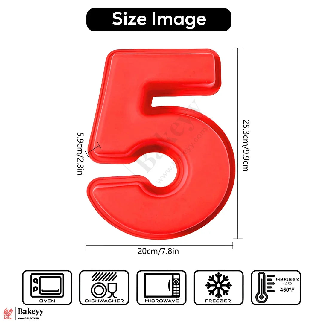 Silicone Number 5 Cake Mold – Non-Stick, Heat Resistant, Multipurpose Baking Mould  (Pack Of 1)
