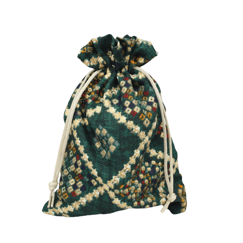5x7 Bandhini Potli Bag Return Gifts For Ladies | Green Colour | Pack Of 10 - Bakeyy.com