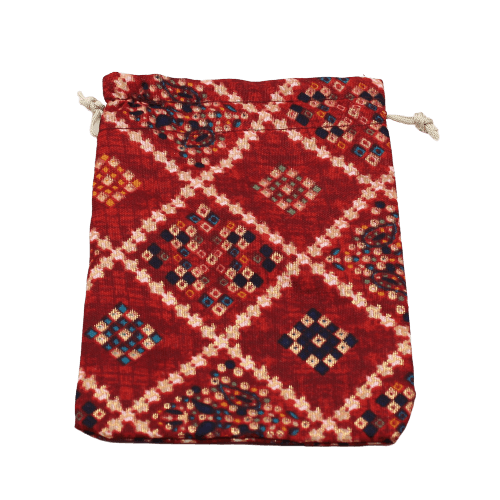 5x7 Bandhini Potli Bag Return Gifts For Ladies | Red Colour | Pack Of 10 - Bakeyy.com