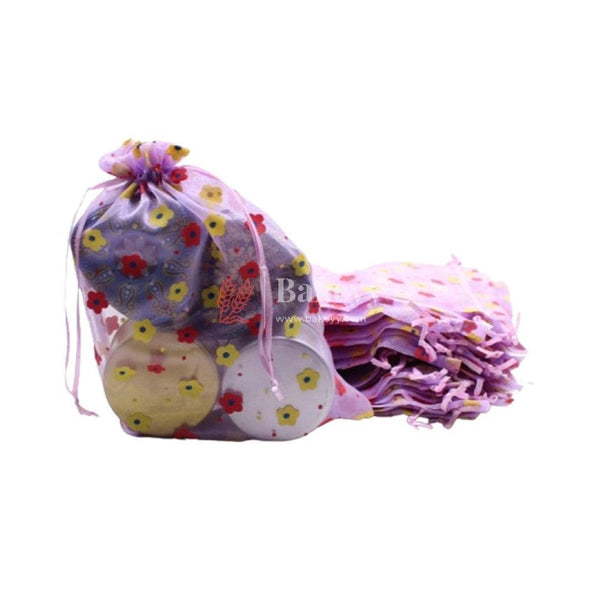 5x7 Inch | Dotted Designs Organza Potli Bags | Pack of 100 | Purple Color | Candy Bag | Pack of 100 - Bakeyy.com