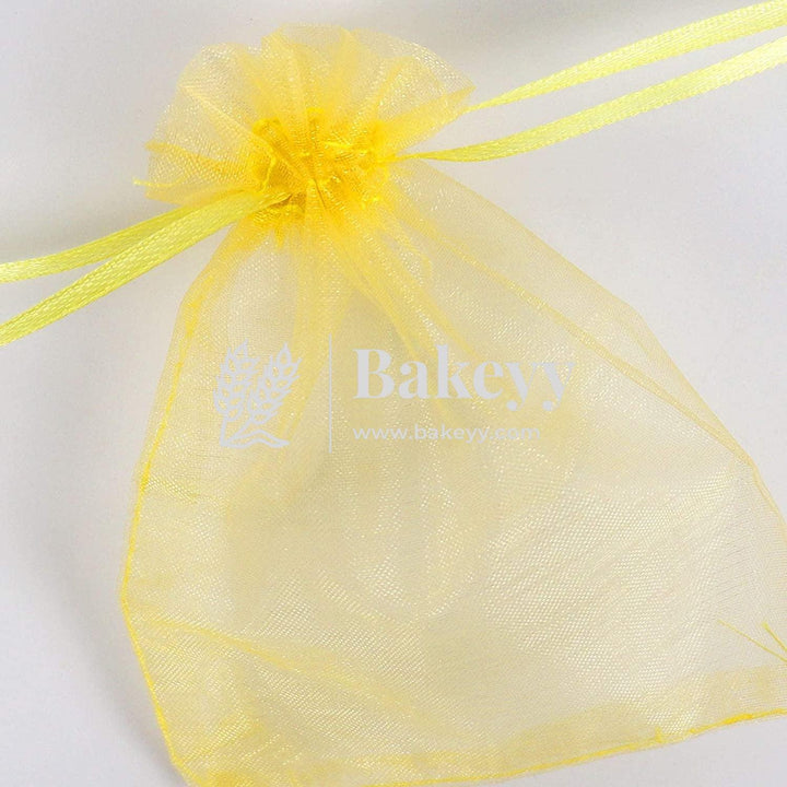 5x7 Inch | Organza Potli Bags | Gold Colour | Candy Bag - Bakeyy.com