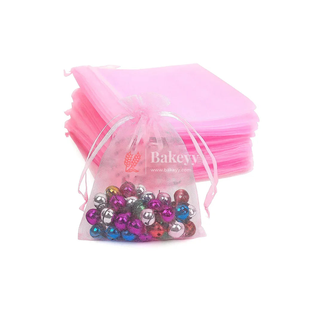 13x18 CM | 5x7 Inch | Organza Potli Bags | Pink Colour | Candy Bag| Pack of 99