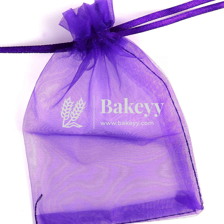 5x7 Inch | Organza Potli Bags | Purple Colour | Candy Bag - Bakeyy.com