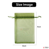 5x7 Inch Olive Green Organza Gift Pouch  Drawstring Bag | Pack Of 99