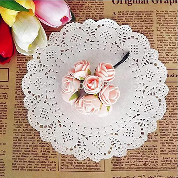 6.5 Inch Doilies Paper | Pack Of 100 | Round Decorative Paper Placemats for Desert | Tableware Decoration | Lace Doilys - Bakeyy.com