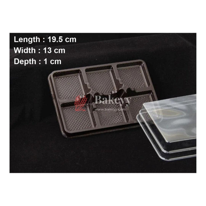 6 Cavity Brownie Tray With Transparent Lid (Pack Of 10) - Bakeyy.com