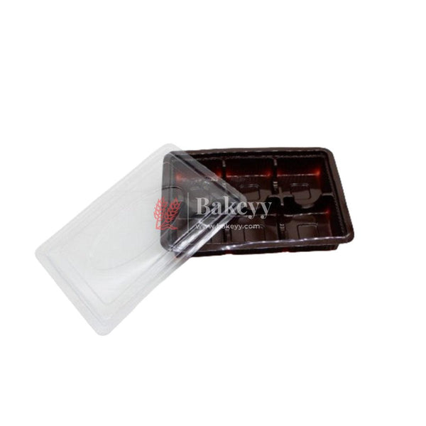 6 Cavity Chocolate Tray With Transparent Lid (Pack Of 25) - Bakeyy.com