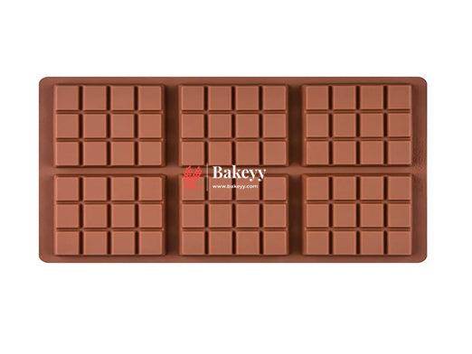 6 Cavity Grid Shape Silicone Chocolate Block Mold - Bakeyy.com
