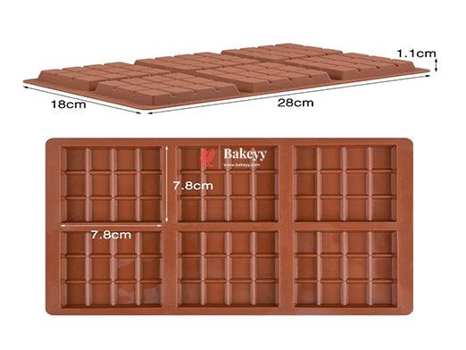 6 Cavity Grid Shape Silicone Chocolate Block Mold - Bakeyy.com - India - 6 Cavity Grid Shape Silicone Chocolate Block Mold - Default Title