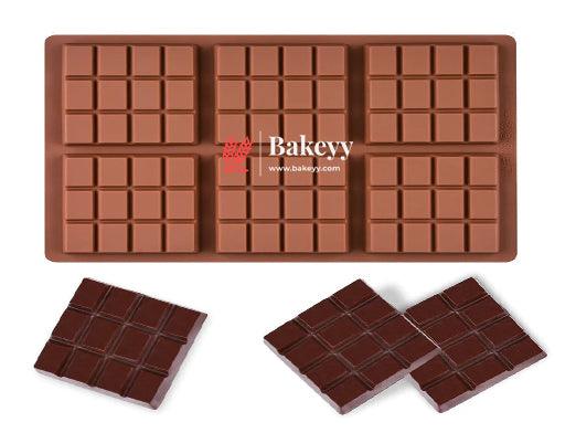 6 Cavity Grid Shape Silicone Chocolate Block Mold - Bakeyy.com