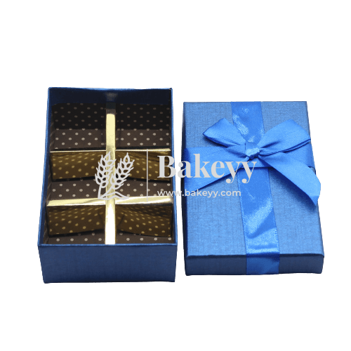 6 Cavity Hard Chocolate Box | Blue Colour - Bakeyy.com