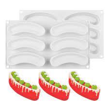 6 Cavity Siloicone Mold | Curved Strip Non Stick | Desert Mold Cake Mousse Brownie Molds - Bakeyy.com