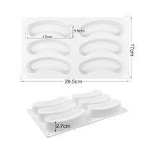 6 Cavity Siloicone Mold | Curved Strip Non Stick | Desert Mold Cake Mousse Brownie Molds - Bakeyy.com