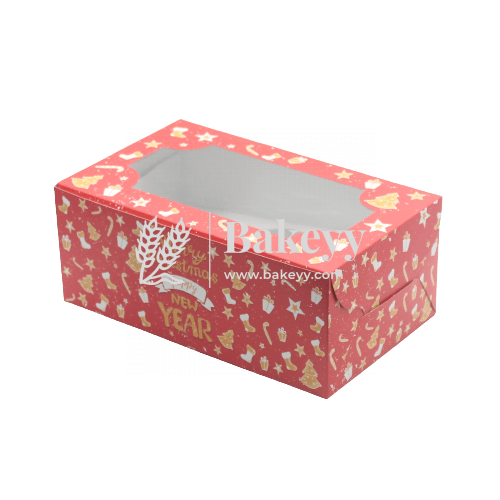 6 Cupcake Box | Christmas Collection | With Window on the Lid | With Handle | Pack Of 10 - Bakeyy.com - India - 6 Cupcake Box | Christmas Collection | With Window on the Lid | With Handle | Pack Of 10 - Default Title