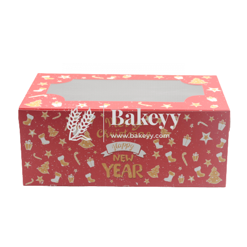 6 Cupcake Box | Christmas Collection | With Window on the Lid | With Handle | Pack Of 10 - Bakeyy.com