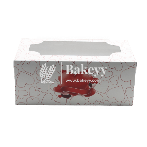 6 Cupcake Box | Hearts | With Window on the Lid | Pack Of 10 - Bakeyy.com - India - 6 Cupcake Box | Hearts | With Window on the Lid | Pack Of 10 - Default Title