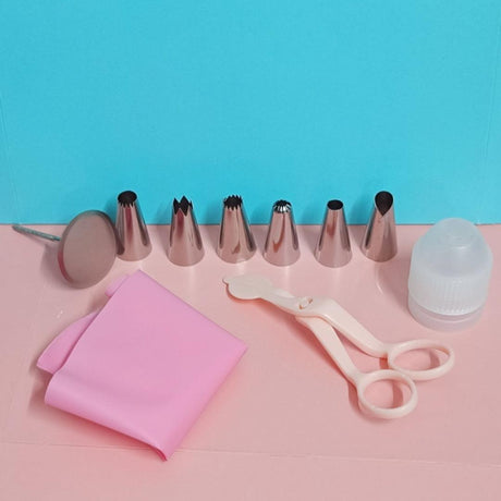 6 Pcs Nozzle, 1 Coupler, 1 Rose Nail, 1 Piping Bag ; 1 Flower Lifter Set Pastry - Bakeyy.com - India - 6 Pcs Nozzle, 1 Coupler, 1 Rose Nail, 1 Piping Bag ; 1 Flower Lifter Set Pastry - Default Title