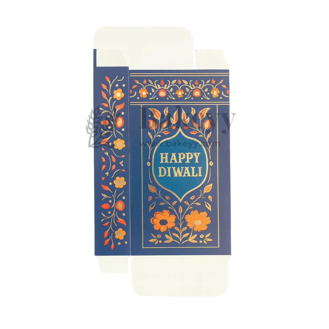 16.5x9x3 cm | Blue Chocolate Bar Box – Happy Diwali Festive Design | Blue | Pack of 10