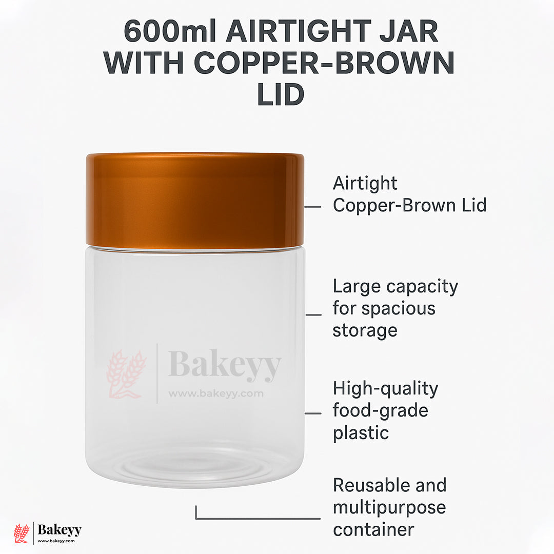 83mm-600ml Airtight Jar With Brown Lid – Reusable Storage Container | Pack Of 10