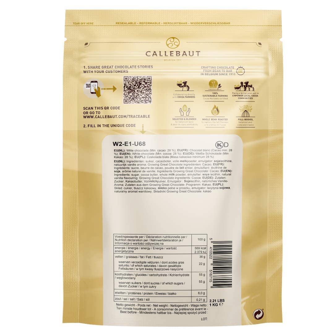 Callebaut W2 - White Couverture Chocolate - 2.5kg
