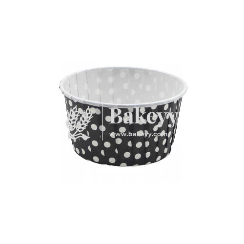 6240 Black Polka Dotted Muffin Cup | Curl Edge | Cupcake Liner | Extra Large | Pack of 100 - Bakeyy.com