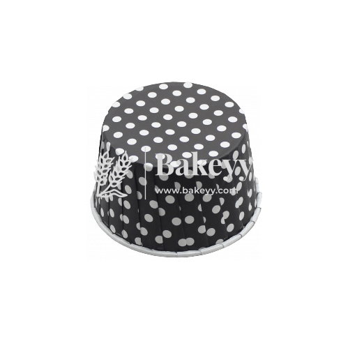 6240 Black Polka Dotted Muffin Cup | Curl Edge | Cupcake Liner | Extra Large | Pack of 100 - Bakeyy.com