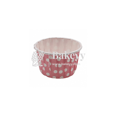 6240 Pink Dotted Muffin Cup |Pack of 100| Curl Edge | Cupcake Liner | Extra Large - Bakeyy.com