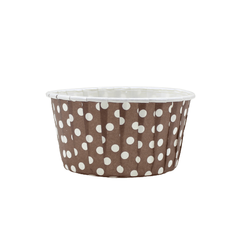 6240 Polka Dot Brown Muffin Cup | Curl Edge | Cupcake Liner |Extra Large | Pack of 100 - Bakeyy.com