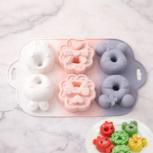 6CavityBunny_BowFloralDonutSiliconeChocolateMould - Bakeyy.com